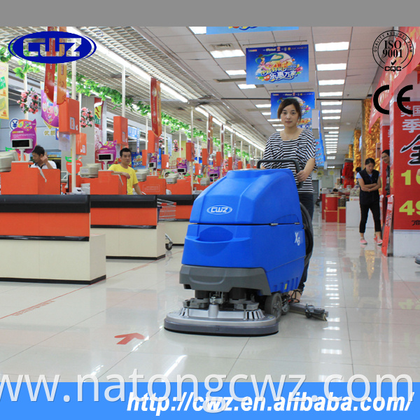 Dual brush automatic walk behind floor scrubber dryer